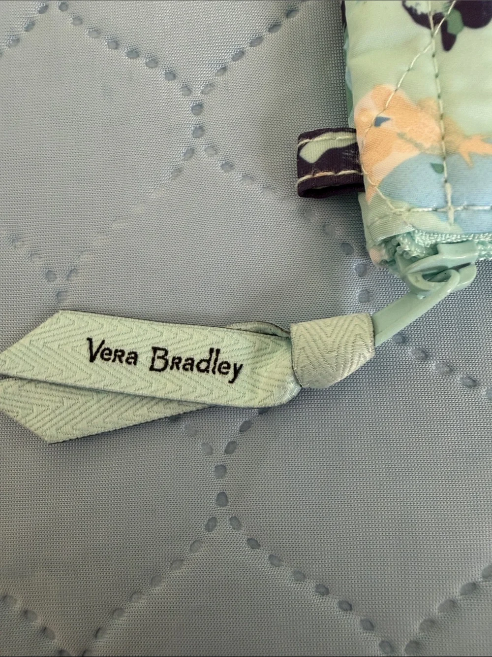 Vera Bradley Mint Floral Quilted Zip Wristlet
